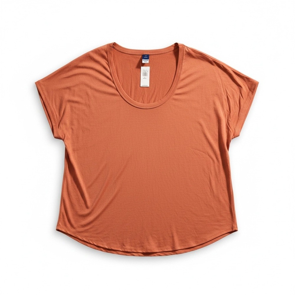 Luxe Tunic Top Womens L Petite Amberglow Short Sleeve Stretch
